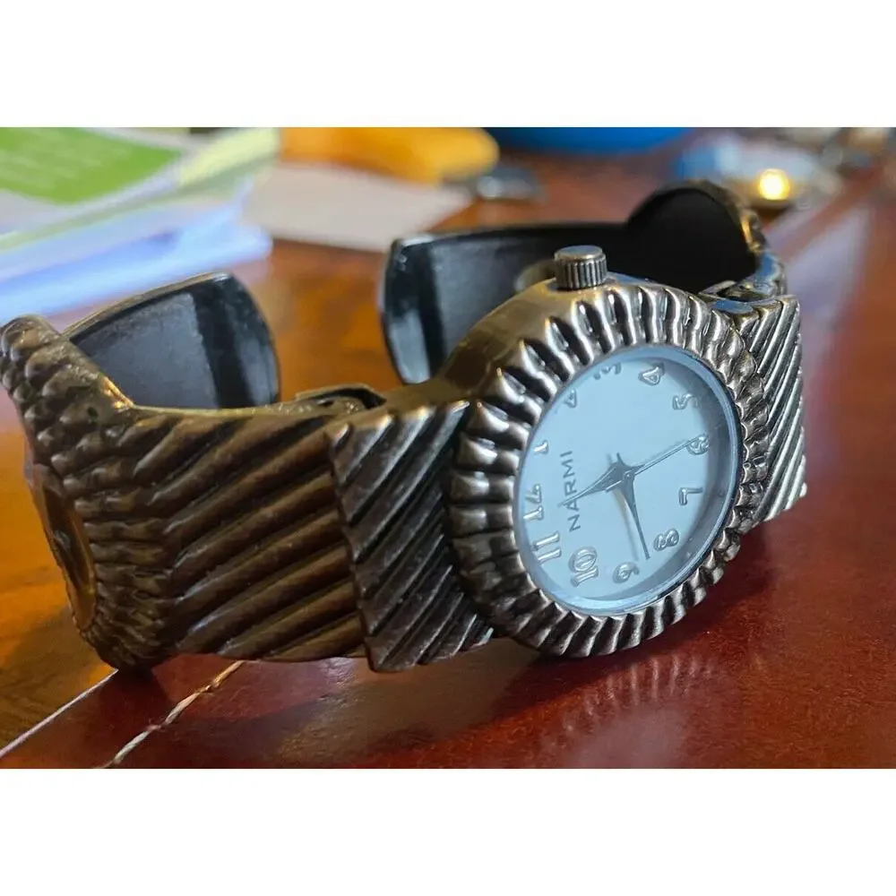 Women's Gun Metal Tone Narmi Bangle Bracelet Watch, Hinged